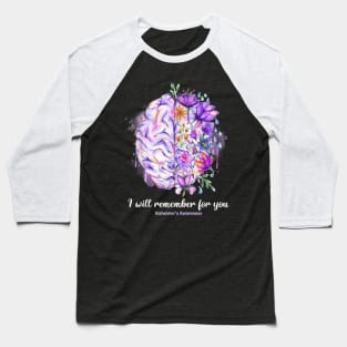 I Will Remember For You Butterfly Alzheimer's Awareness Baseball T-Shirt